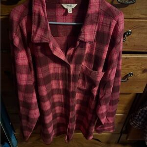 Terra & Sky Pink and Brown Plaid Button-Down Shirt
